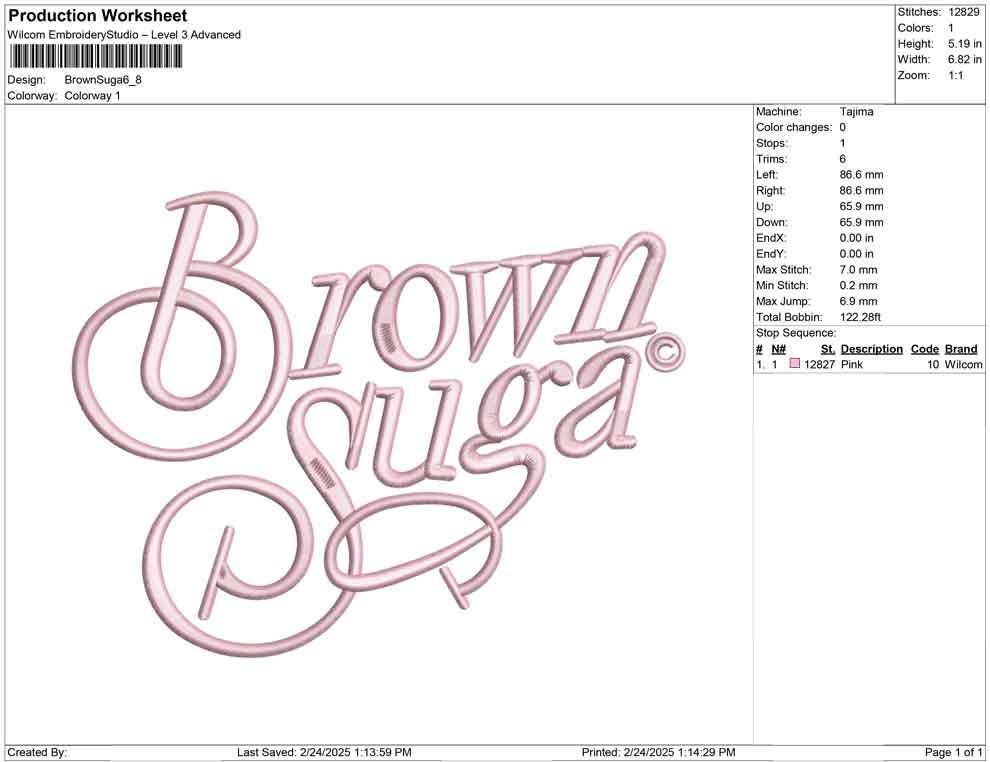 Brown Suga Embroidery Design: Stylish Script (Digital Download)