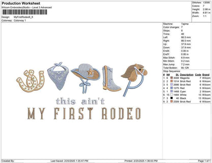 Rodeo Baby Embroidery Design: Western Horseshoes, Cowboy Boots (Digital Download)