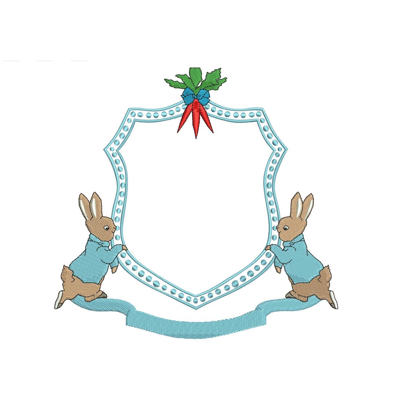 Original Peter Rabbit Crest Embroidery File Frame Baby Door Hanger Crest Newborn PES Machine Embroidery File New Mom Bunny Embroidery File