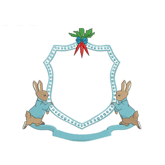 Original Peter Rabbit Crest Embroidery File Frame Baby Door Hanger Crest Newborn PES Machine Embroidery File New Mom Bunny Embroidery File