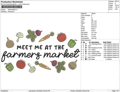 Spring Embroidery Designs: Summer Farmers Market Embroidery Machine File Vegetables and Fresh Produce Embroidery Files (Digital Download)