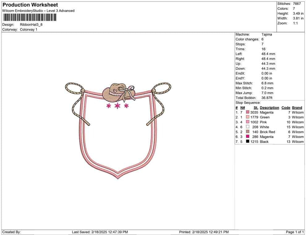 Cowgirl Hat Badge Embroidery Design: Western Crest (Digital Download)