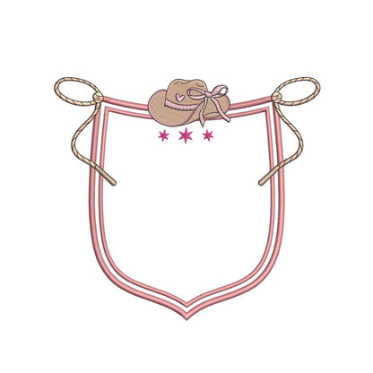 Cowgirl Hat Badge Embroidery Design: Western Crest (Digital Download)