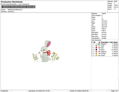 Bunny with Flowers Embroidery Design: Rabbit (Digital Download)