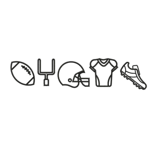 Football Embroidery Design: Icon Machine Embroidery Design Football, Goal Post, Helmet, Jersey, Cleat (Digital Download)