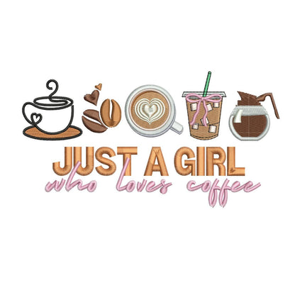 Coffee Lover Embroidery Design: Latte, Iced Coffee, Espresso (Digital Download) (DST PES EXP More)