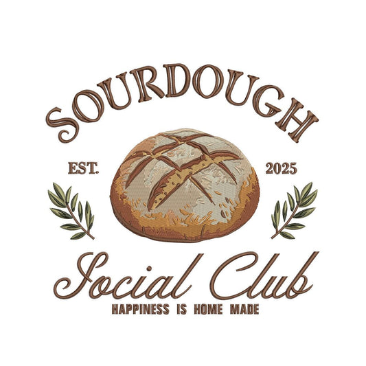Sourdough Social Club Embroidery Design: Rustic Bread (Digital Download)