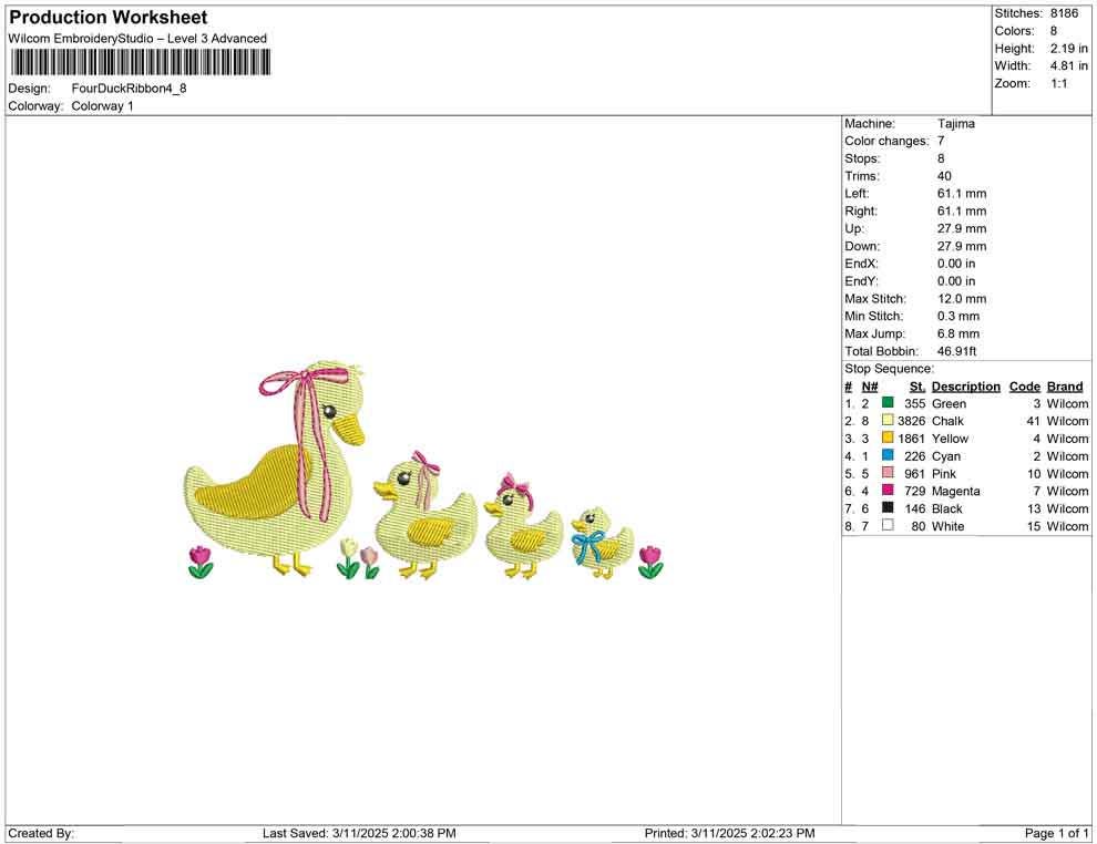 Duck Family Embroidery Design: Vintage Coquette Ribbons (PES, DST)