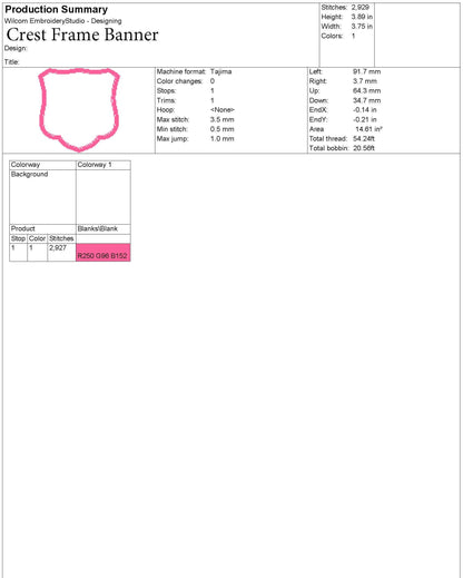 Simple Embroidery Frame: Elegant Crest Embroidery Machine File for Wedding or Baby Name Banner