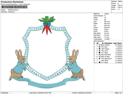 Original Peter Rabbit Crest Embroidery File Frame Baby Door Hanger Crest Newborn PES Machine Embroidery File New Mom Bunny Embroidery File