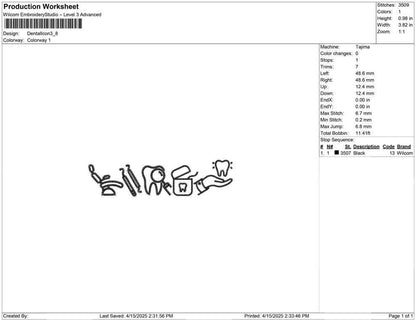 Dental Icon Embroidery Design: Dentist & Hygienist Gift (Digital Download)