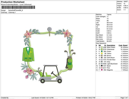 Golf Crest Frame Embroidery Design Banner DST Golf Frame Machine Embroidery File Gift Fathers Day PES Monogram Crest Frame Embroidery File