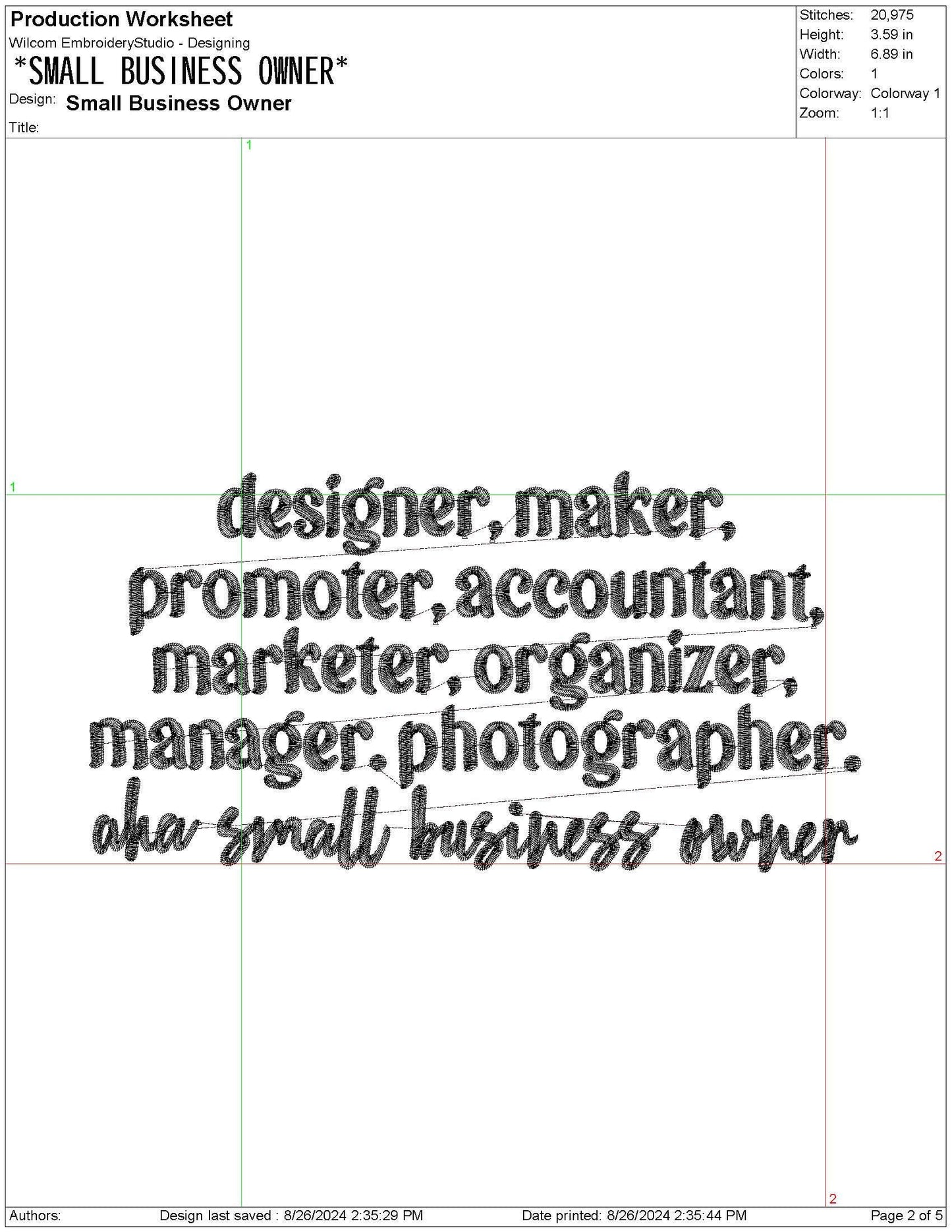 Small Business Owner Embroidery Design: Entrepreneur Gift (Digital Download)