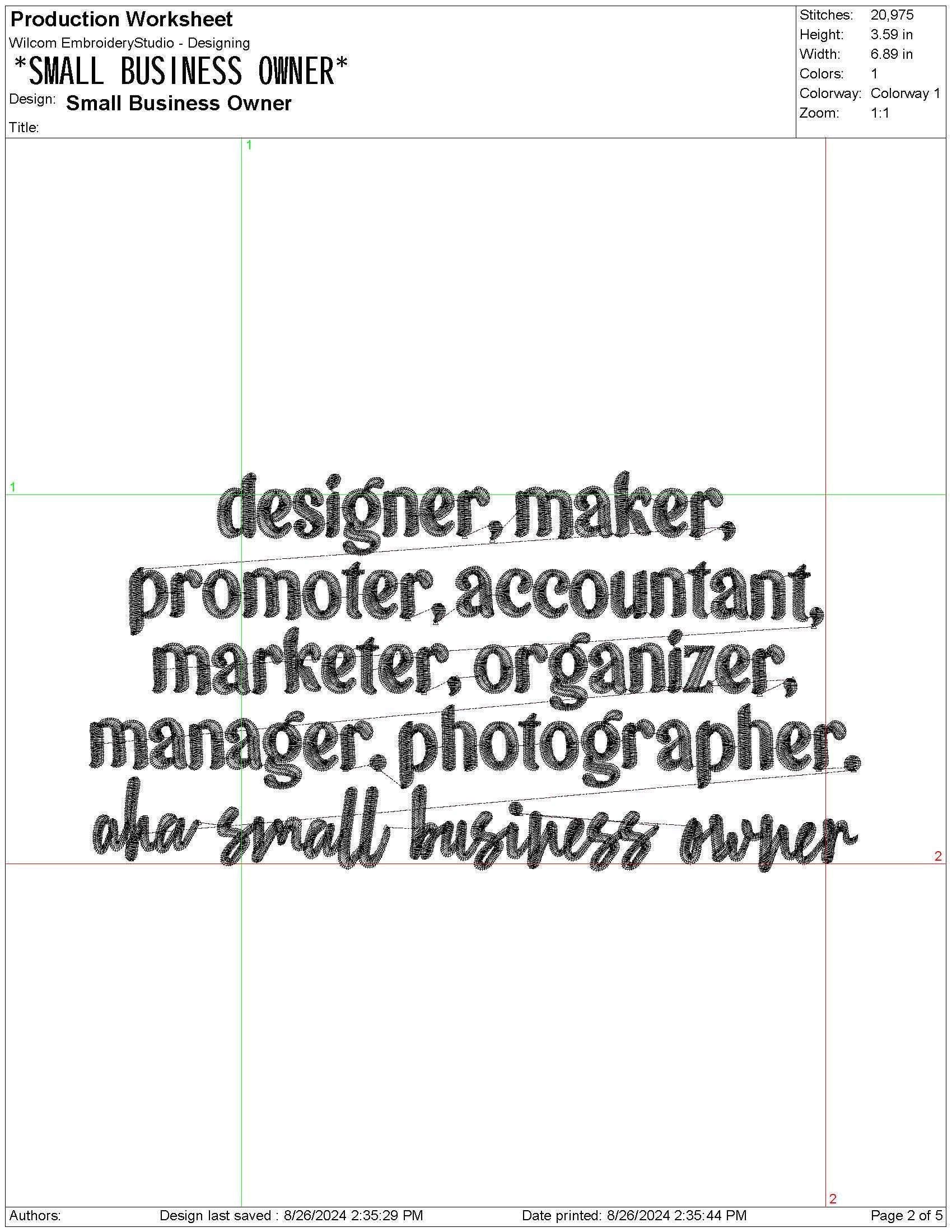 Small Business Owner Embroidery Design: Entrepreneur Gift (Digital Download)