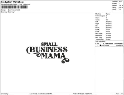 Small Business Mama Embroidery Design: Vintage Flair (Digital Download)