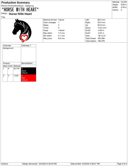 Heart Horse Embroidery Design: Equestrian Machine File (Digital Download)