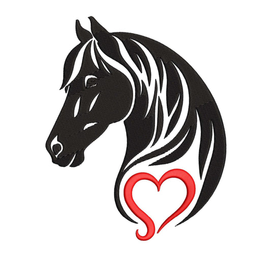 Heart Horse Embroidery Design: Equestrian Machine File (Digital Download)
