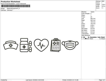 Medical Icons Embroidery Design: Healthcare Worker Outline (Digital Download)