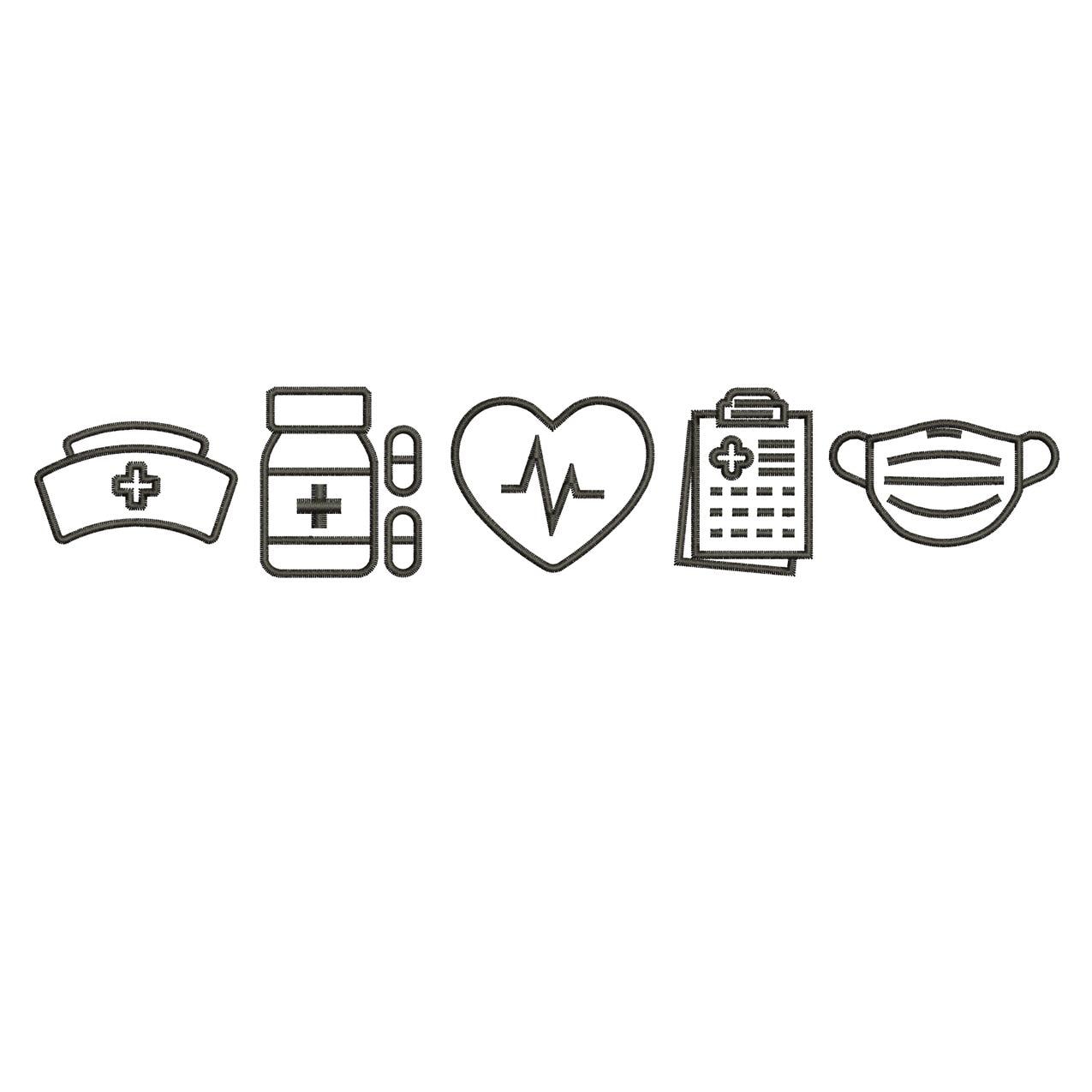 Medical Icons Embroidery Design: Healthcare Worker Outline (Digital Download)