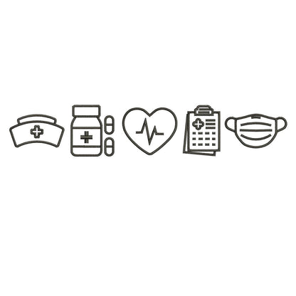 Medical Icons Embroidery Design: Healthcare Worker Outline (Digital Download)