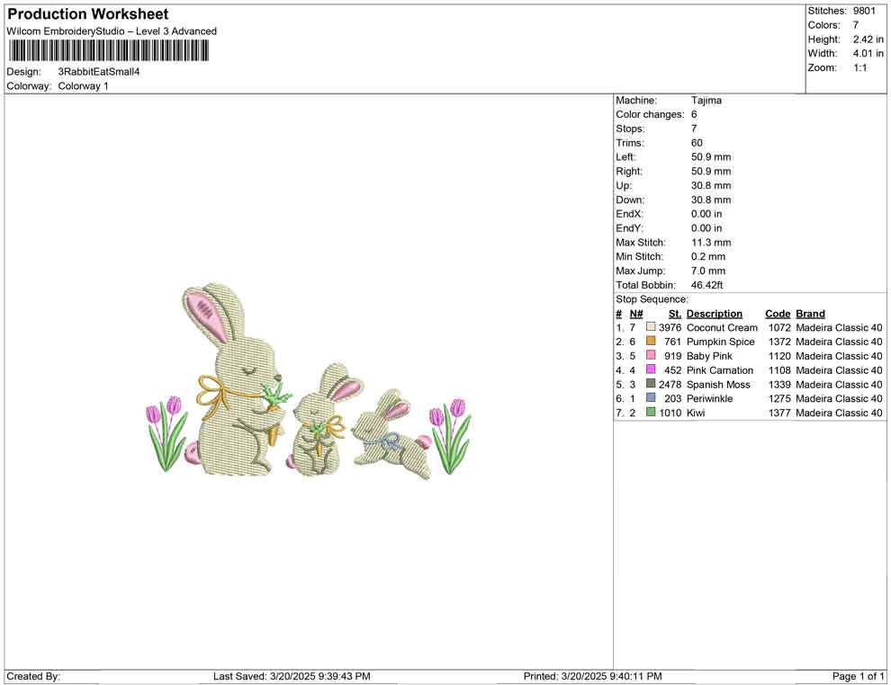 Bunny Family Embroidery Design: Easter Rabbit with Carrots (Digital Download)