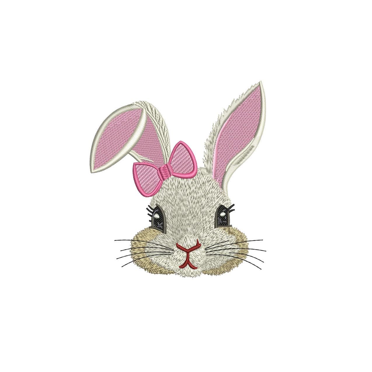 Bunny Embroidery Design For Kid Back to School Embroidery File Children's Bunny With Bow Embroidery Design PES Machine Embroidery File DST