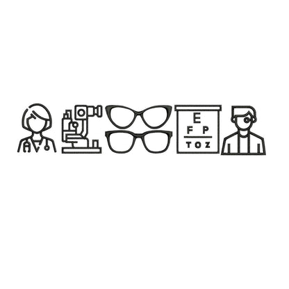 Optometry Line Art Embroidery Design: Eye Doctor, Nurse (Digital Download) PES DST EXP and more
