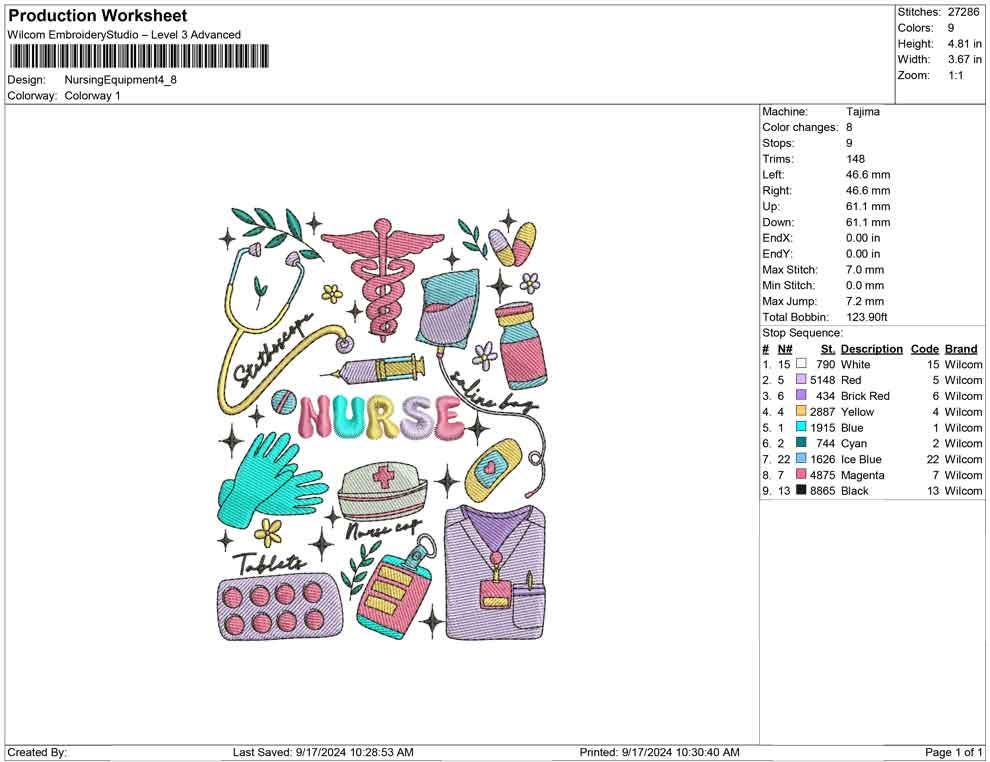 Nurse Life Embroidery Design: Medical Icons (Digital Download)