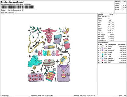 Nurse Life Embroidery Design: Medical Icons (Digital Download)