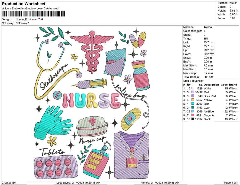 Nurse Life Embroidery Design: Medical Icons (Digital Download)