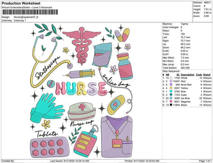 Nurse Life Embroidery Design: Medical Icons (Digital Download)
