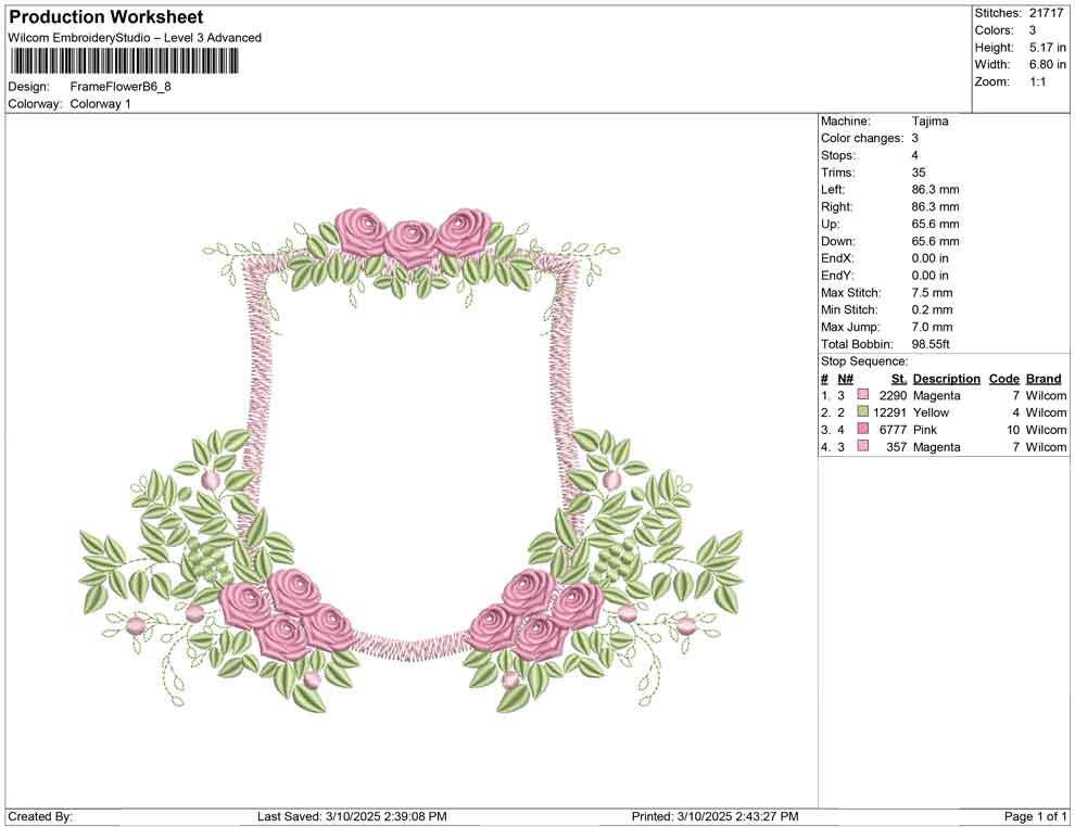 Floral Crest Frame Embroidery Design: Rose Wedding Banner (Digital Download)