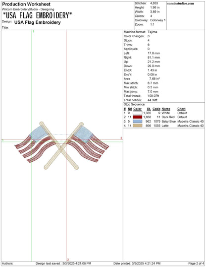 USA Flag Embroidery Designs: 250th Patriotic Machine Embroidery Files American Flag Icon Embroidery Design (exp pes dst+) Digital Download