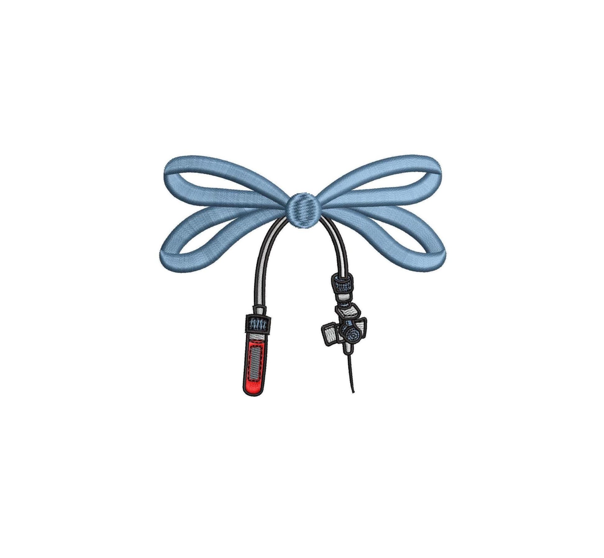 Phlebotomist Coquette Embroidery File Doctor Phlebotomy Needle Bow Embroidery Design Cute Nurse Bow Phlebotomist Machine Embroidery File