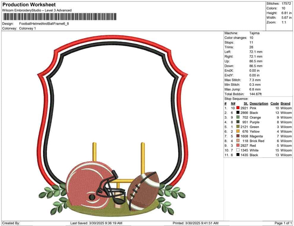 Football Embroidery Frame: Leaves Football Helmet, Football Goal Embroidery Frame Design For Baby Name Banner, Gift Crest (Digital Download)