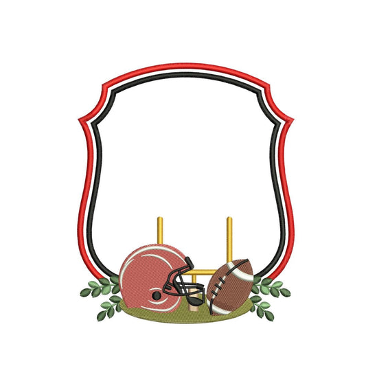 Football Embroidery Frame: Leaves Football Helmet, Football Goal Embroidery Frame Design For Baby Name Banner, Gift Crest (Digital Download)