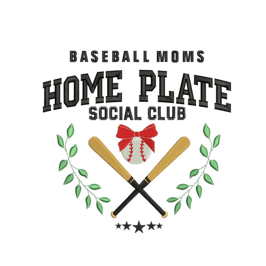 Baseball Mom Embroidery Design: Home Plate Social Club (Digital Download)