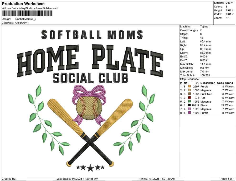Baseball Moms Home Plate Embroidery Design: Sport Social Club (Digital Download)