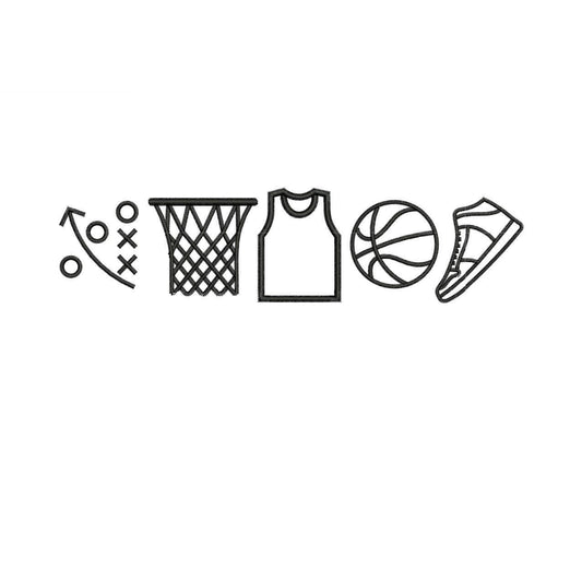 Basketball Icons Embroidery Design: Sport Fan Machine File (Digital Download)