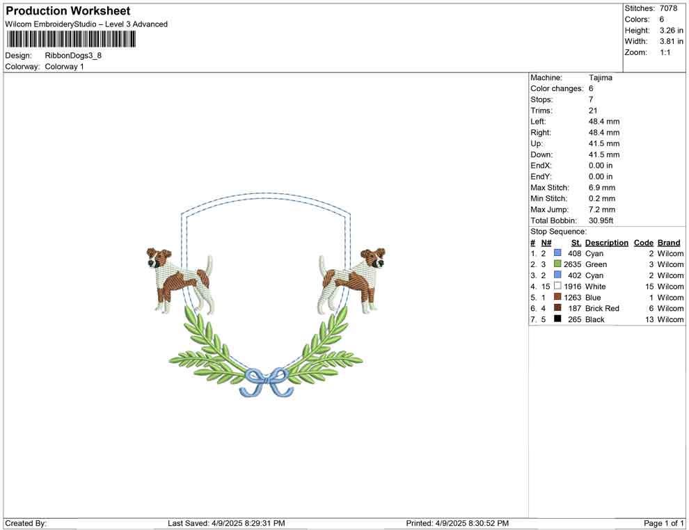 Jack Russell Laurel Frame Embroidery Design: Pet Embroidery (Digital Download)