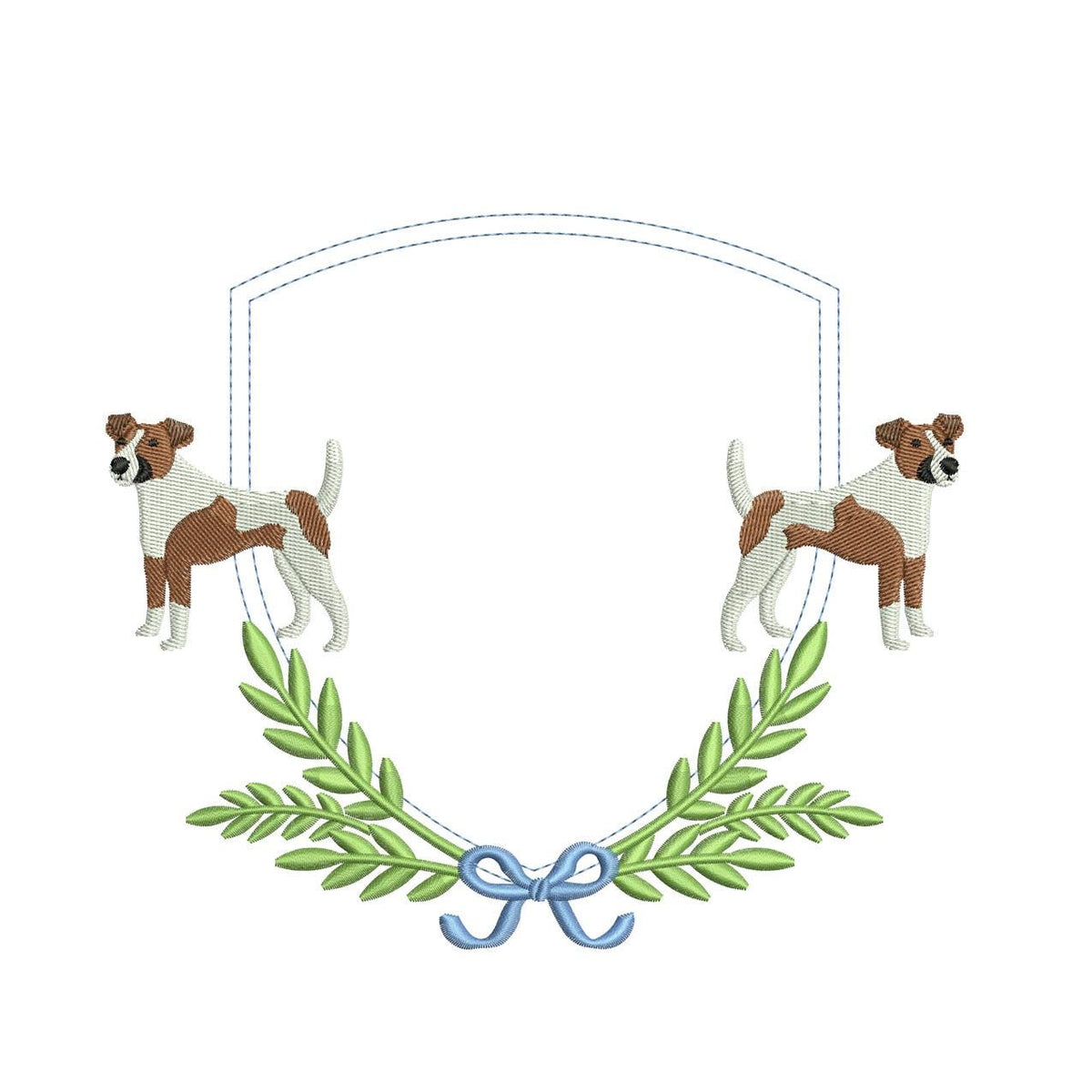 Jack Russell Laurel Frame Embroidery Design: Pet Embroidery (Digital Download)