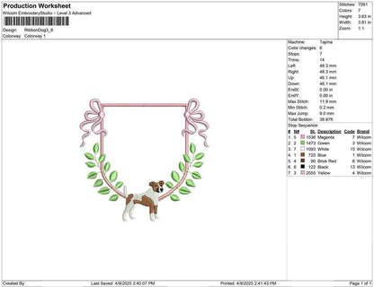 Jack Russell Embroidery Design: Pink Ribbon Frame (Digital Download)