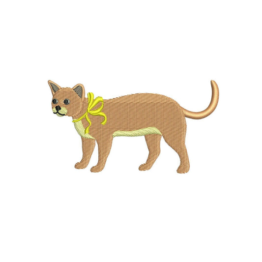 Coquette Cat Embroidery Design: Kitten with Ribbon Bow (Digital Download)