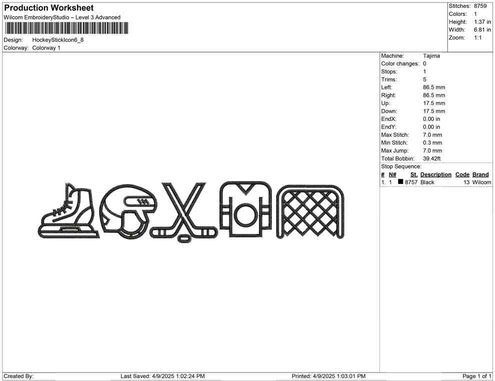 Hockey Icon Set Embroidery Design: Sports Fan Gear (Digital Download)