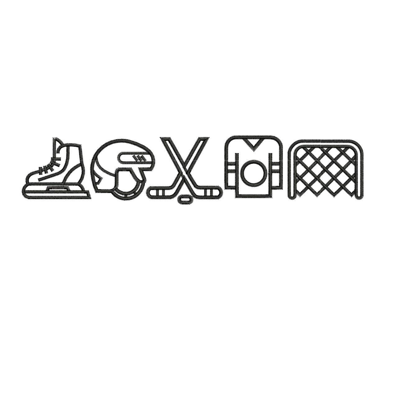 Hockey Icon Set Embroidery Design: Sports Fan Gear (Digital Download)
