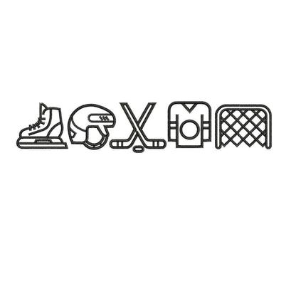 Hockey Icon Set Embroidery Design: Sports Fan Gear (Digital Download)