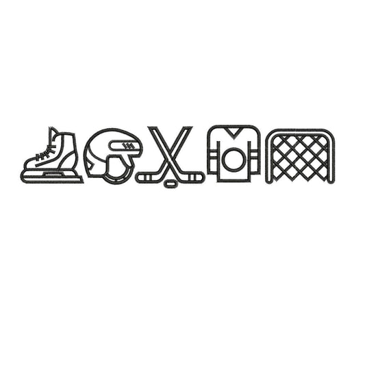 Hockey Icon Set Embroidery Design: Sports Fan Gear (Digital Download)