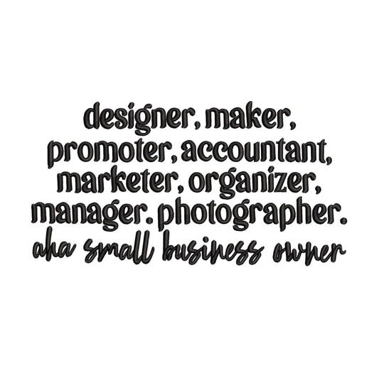 Small Business Owner Embroidery Design: Entrepreneur Gift (Digital Download)