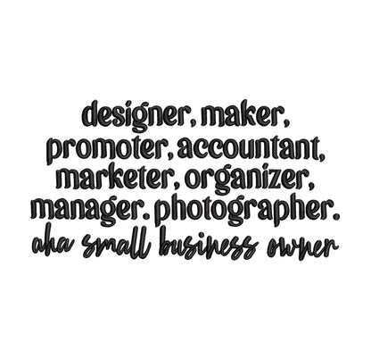 Small Business Owner Embroidery Design: Entrepreneur Gift (Digital Download)