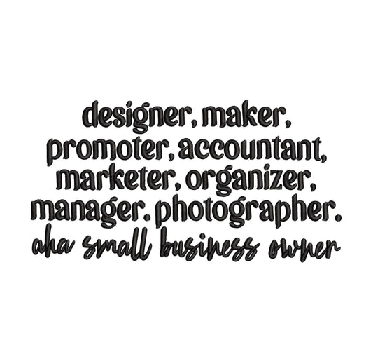 Small Business Owner Embroidery Design: Entrepreneur Gift (Digital Download)